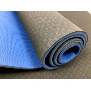 Килимок для йоги та фітнесу EasyFit TPE+TC 6мм двошаровий чорний-синій