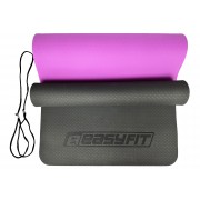 Коврик для йоги и фитнеса EasyFit TPE+TC 6 мм двухслойный черный-фиолетовый