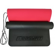 Килимок для йоги та фітнесу EasyFit TPE+TC 6мм двошаровий чорний-червоний