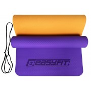 Коврик для йоги и фитнеса EasyFit TPE+TC 6 мм двухслойный фиолетовый-оранжевый