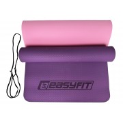 Коврик для йоги и фитнеса EasyFit TPE+TC 6 мм двухслойный фиолетовый-розовый