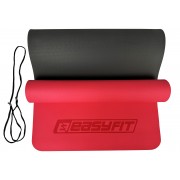 Коврик для йоги и фитнеса EasyFit TPE+TC 6 мм двухслойный красный-черный