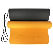 Коврик для йоги и фитнеса EasyFit TPE+TC 6 мм двухслойный оранжевый-черный