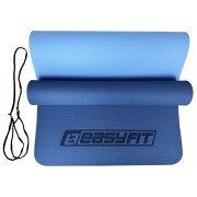 Коврик для йоги и фитнеса EasyFit TPE+TC 6 мм двухслойный синий-голубой