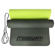 Коврик для йоги и фитнеса EasyFit TPE+TC 6 мм двухслойный черный-зеленый