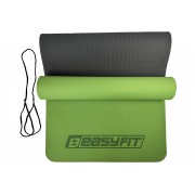 Коврик для йоги и фитнеса EasyFit TPE+TC 6 мм двухслойный зеленый-черный