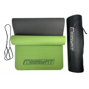 Коврик для йоги и фитнеса EasyFit TPE+TC 6 мм двухслойный + Чехол зеленый с черным