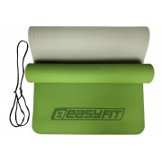 Коврик для йоги и фитнеса EasyFit TPE+TC 6 мм двухслойный зеленый-серый