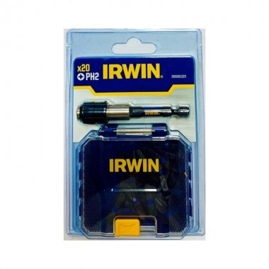Бита IMPACT PRO 1/4/25мм PH2 20шт + держатель, IRWIN