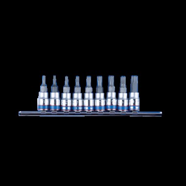 Набір TORX 1/4" 9 од. у тримачі T8-T40 з отвором (на планці)