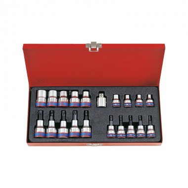 Набір TORX та головки зірочки 20од 3/8" та 1/2" (T10-T55, E6-E20) Набір TORX та головки зірочки 20од 3/8" та 1/2" (T10-T55, E6-E20)