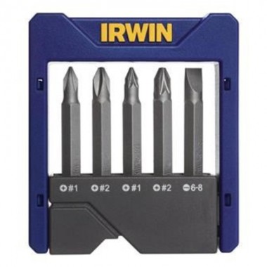 Набор бит усиленных в футляре 5шт. (PH2,PZ2,T15,20,25), IRWIN Набор бит усиленных в футляре 5шт. (PH2,PZ2,T15,20,25), IRWIN