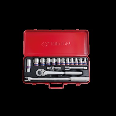 Набір головок 1/2" 16 од. 6-ти грані, (10-27mm) Набір головок 1/2" 16 од. 6-ти грані, (10-27mm)