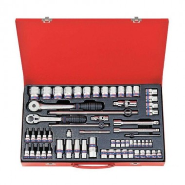 Набір головок 1/2" 3/8" 1/4" 62 одиниці (тріска з гумовою ручкою) Набір головок 1/2" 3/8" 1/4" 62 одиниці (тріска з гумовою ручкою)