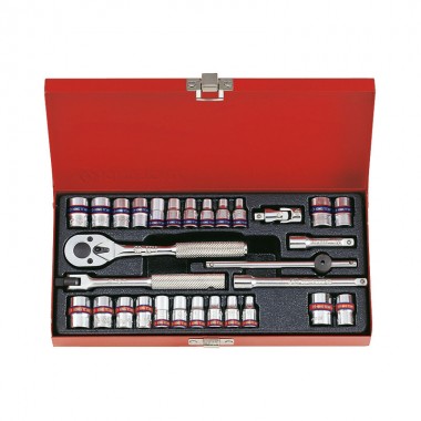 Набір головок 1/4" 30 од. 12-ти грані,короткі,дюймові+метричні Набір головок 1/4" 30 од. 12-ти грані,короткі,дюймові+метричні