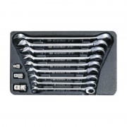 Набір ключів ріжково-накидних з трищіткою 12 одиниць 10-19 мм та перехідники на 1/4