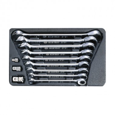 Набор ключей рожково-накидных с трещоткой 12ед. 10-19мм и переходники на 1/4", 3/8", 1/2" Набор ключей рожково-накидных с трещоткой 12ед. 10-19мм и переходники на 1/4", 3/8", 1/2"