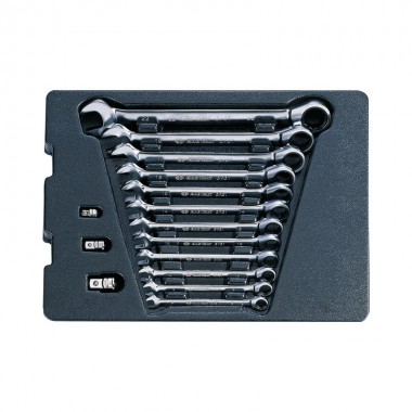 Набор ключей рожково-накидных с трещоткой 15 ед. в ложементе 8-22мм Набор ключей рожково-накидных с трещоткой 15 ед. в ложементе 8-22мм