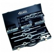 Набір мітчиків, плашок та свердел М 3-12 + тримачі; HSS-E; 43 предмети (в пластиковому кейсі з ложементами)