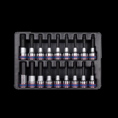 Набор торцевых головок 1/2 HEX, TORX  18 предметов Т20-Т60,  H4-17 мм Набор торцевых головок 1/2 HEX, TORX  18 предметов Т20-Т60,  H4-17 мм,