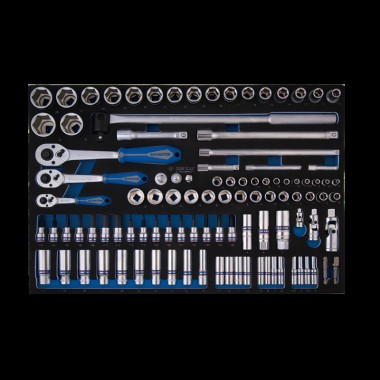 Набор торцевых головок 1/4, 3/8 и 1/2 дюйма с принадлежностями, 103 предмета, ложемент