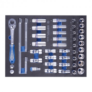 Набор торцевых головок 3/8" с принадлежностями, ложемент, 44 пр. (EVA ложемент)