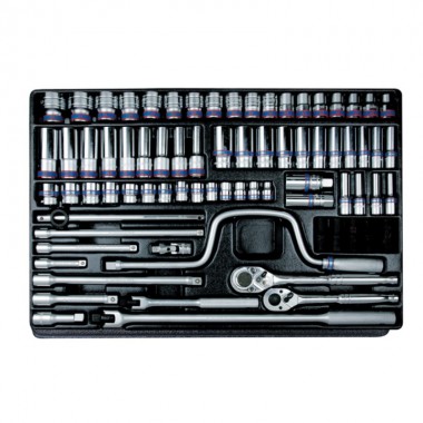 Набор торцевых головок 76 шт. 3/8 "+1/2" DR. в ложементе с воротками