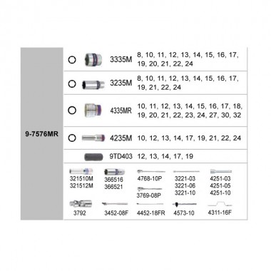 Набор торцевых головок 76 шт. 3/8 "+1/2" DR. в ложементе с воротками