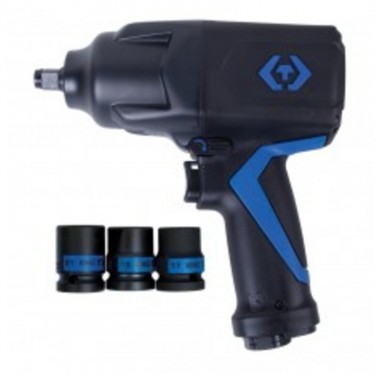 Пневматический гайковерт 1/2 1288 Нм, в комплекте 3 торцевые головки Пневматический гайковерт 1/2 1288 Нм, в комплекте 3 торцевые головки