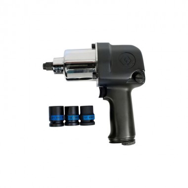 Пневматический гайковерт 1/2" 881 Нм, в комплекте 3 торцевые головки Пневматический гайковерт 1/2" 881 Нм, в комплекте 3 торцевые головки