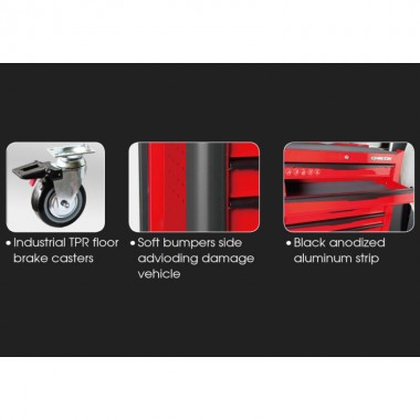 Тумба  инструментальная 7 полочная (каждая полка с фиксатором) с бампером