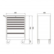 Візок на коліщатках для зберігання робочого інструменту 7 полиць