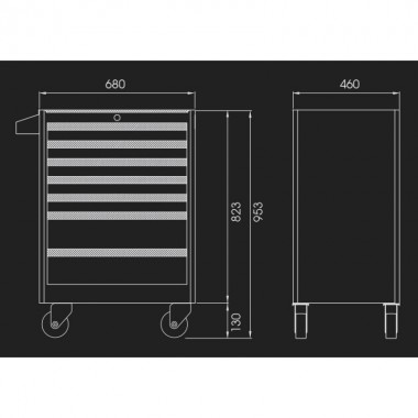 Тумба на колесах, 7 ящиков, подшипник, тормоз Тумба на колесах, 7 ящиков, подшипник, тормоз