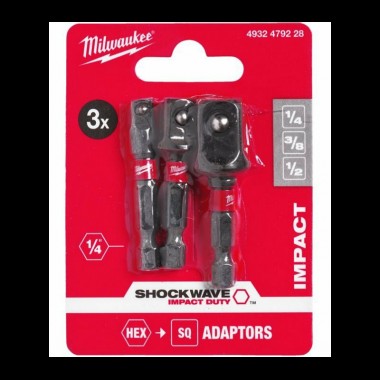 Адаптери набір 1/4" Hex на квадрати 1/4", 3/8", 1/2 MILWAUKEE