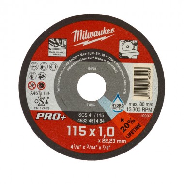 Диск отрезной по металлу MILWAUKEE, SCS 41/115х1 PRO+, Ø115мм