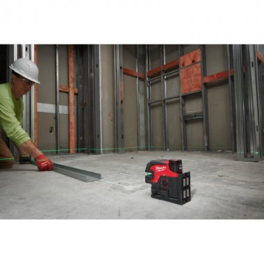 Нивелир 4х точечный лазерный аккумуляторный MILWAUKEE M12 CLL4P-301C (зелёный луч) (ЗУ+1Х3Ач+кейс)