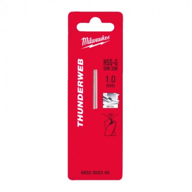 Свердло по металу THUNDERWEB HSS-G MILWAUKEE DIN338, 1,0x34 мм, (2шт)