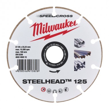 Диск алмазный Speedcross STEELHEAD™ 125 MILWAUKEE, Ø125мм, (металл, нержавейка)