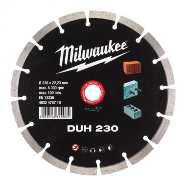 Диск алмазный MILWAUKEE DUH 230, Ø230мм (железобетон, кирпич) PROMO
