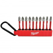 Набір біт Milwaukee SHOCKWAVE carabiner 2 (10 шт) 4xPH2, 4xPZ2, 1xTX20, 1xTX25 на карабіні