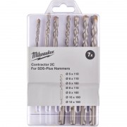 Набор из 7 буров SDS+ CONTRACTOR (5/5/6/8х110, 6/8/10/12х160) MILWAUKEE