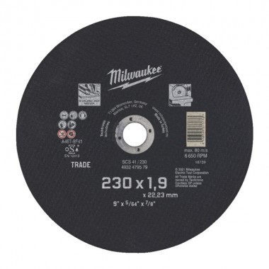 Коло відрізне SCS 41/230х1,9 мм MILWAUKEE