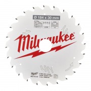 Диск пильный по дереву PFTE THIN KERF MILWAUKEE, Ø184х30х1,6мм, 24 зуб.