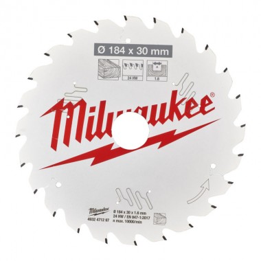 Диск пильный по дереву PFTE THIN KERF MILWAUKEE, Ø184х30х1,6мм, 24 зуб. Диск пильный по дереву PFTE THIN KERF MILWAUKEE, Ø184х30х1,6мм, 24 зуб.