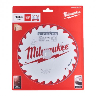 Диск пильный по дереву PFTE THIN KERF MILWAUKEE, Ø184х30х1,6мм, 24 зуб. Диск пильный по дереву PFTE THIN KERF MILWAUKEE, Ø184х30х1,6мм, 24 зуб.
