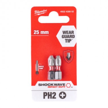 Насадка Milwaukee SHOCKWAVE PH2 25мм (2шт)