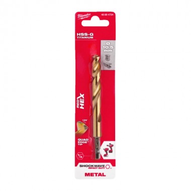 Свердло по металу Milwaukee RedHEX HSS-G TiN 10,5 мм (1 шт)