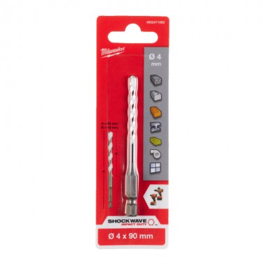 Свердло універсальне ShW HEX MILWAUKEE, 4x90 мм Свердло універсальне ShW HEX MILWAUKEE, 4x90 мм