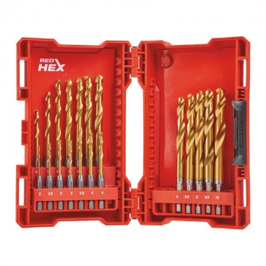 Набор сверл по металлу RedHEX HSS-G TiN 2-10мм (19 шт) PACKOUT