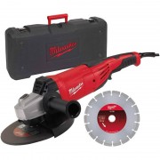 Кутова шліфувальня машина MILWAUKEE 230 мм AG22-230DMS-DSET (+ захисний кожух, бокова рукоятка, фланець, фланцева гайка, кабель,